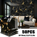 Marble Gold-Vein Wall Tile Sticker Set with 30 cm Panels, Four Colors and 50- or 100-Piece Packs