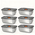 Stainless Steel Food Storage Containers, 6-Pack Airtight Stackable Meal Prep Containers with Lids – 40.58 oz Each, Heavy-Duty Lunch Box Set for Fridge, Freezer, Leftovers, Vegetables, Meat and Pantry