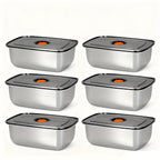 Stainless Steel Food Storage Containers, 6-Pack Airtight Stackable Meal Prep Containers with Lids – 40.58 oz Each, Heavy-Duty Lunch Box Set for Fridge, Freezer, Leftovers, Vegetables, Meat and Pantry