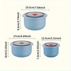 Food Storage Container Refrigerator Set with Three or Four Round Boxes, Flip Lids and Nested Capacities