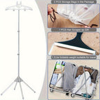 Telescopic Garment Drying Stand with Three Rotating Hanger Arms, Adjustable Height and Gray or Black Finish