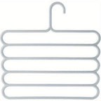Five-Tier Pants Hangers, 5-Piece Set in Blue, Pink or Green with Horizontal Space-Saving Garment Bars