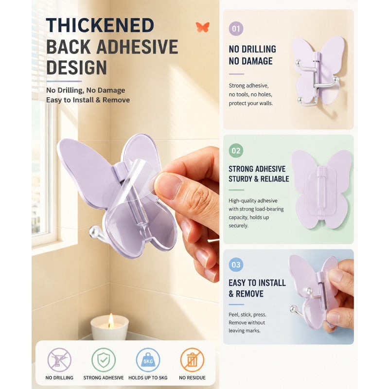 No-Drill Adhesive Bathroom Hooks