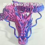 3D Printed Articulated Dragon Figurine 35.4" Giant Poseable Chinese Dragon Collectible Sculpture