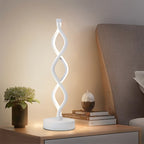 Table Lamp with Spiral LED Wave, Three Color Temperatures, USB Power and One, Two or Wood-Base Options