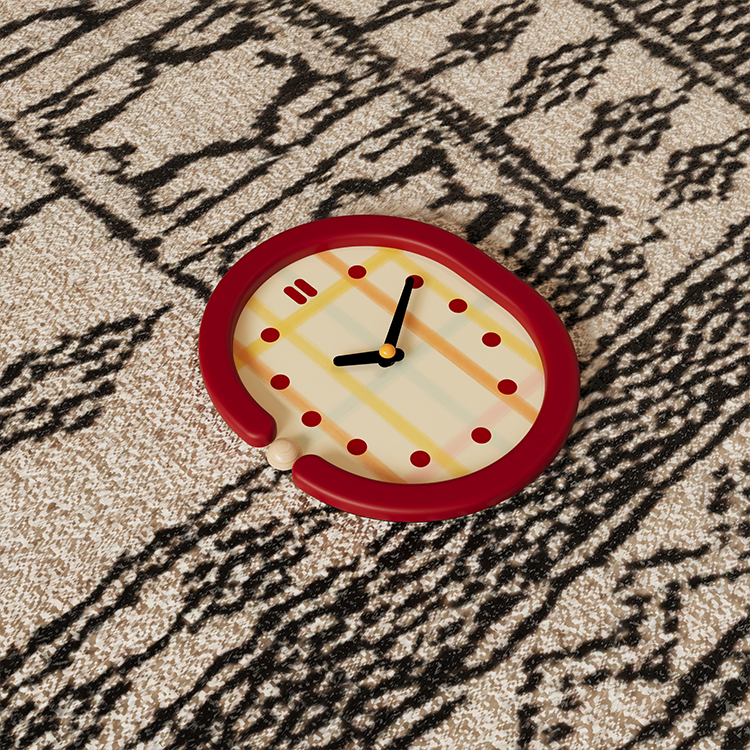 Red Grid Wall Clock