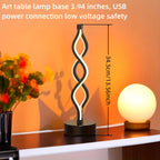 Table Lamp with Spiral LED Wave, Three Color Temperatures, USB Power and One, Two or Wood-Base Options