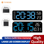 Large Digital LED Wall Clock Dual Alarm Clock with Temperature Date Display Brightness for Entryways, Bedrooms and Living Spaces