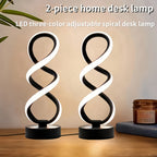 Spiral LED Table Lamp with Dimmable Push-Button Control, Modern Metal Base and Six Black or White Configuration Options