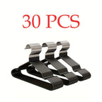 High-Manganese-Steel Clothes Hangers in 30, 50 or 100-Piece Black Packs with Coated Shoulder and Lower Bars