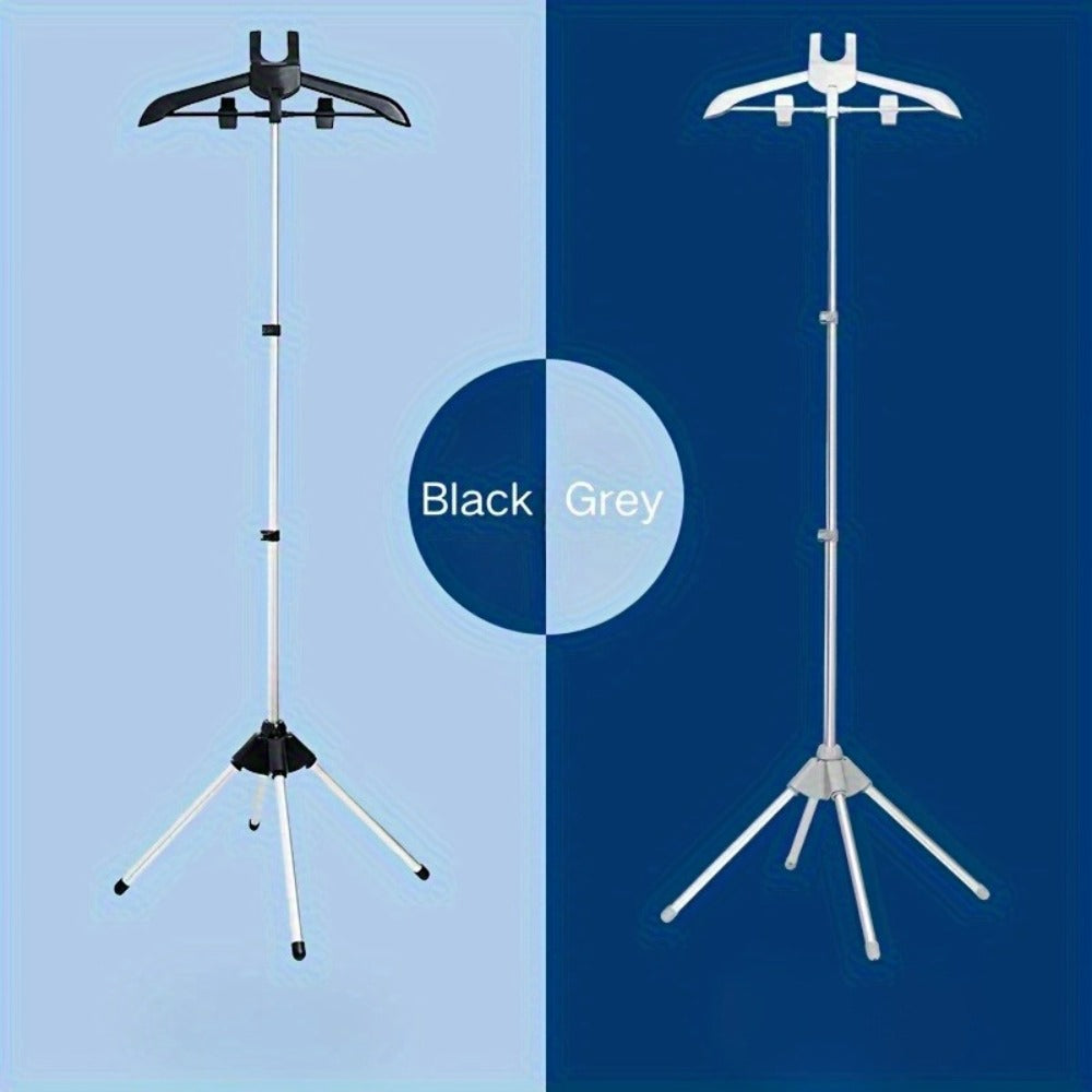 Telescopic Garment Drying Stand with Three Rotating Hanger Arms, Adjustable Height and Gray or Black Finish