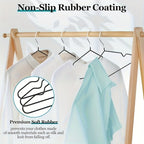High-Manganese-Steel Clothes Hangers in 30, 50 or 100-Piece Black Packs with Coated Shoulder and Lower Bars