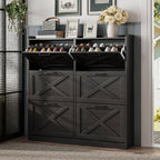 Shoe Cabinet, Furn Mivo Multi-Finish Flip-Front Entryway Organizer with Metal Pull Handles