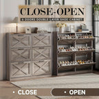 Shoe Cabinet, Furn Mivo Multi-Finish Flip-Front Entryway Organizer with Metal Pull Handles