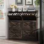 Shoe Cabinet, Furn Mivo Multi-Finish Flip-Front Entryway Organizer with Metal Pull Handles
