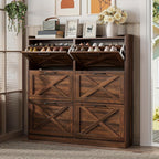 Shoe Cabinet, Furn Mivo Multi-Finish Flip-Front Entryway Organizer with Metal Pull Handles