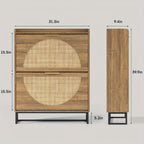 Shoe Cabinet, Furn Mivo Rattan-Front Entryway Organizer with 2- and 3-Drawer Source Options