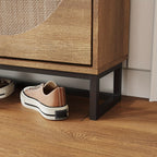 Shoe Cabinet, Furn Mivo Rattan-Front Entryway Organizer with 2- and 3-Drawer Source Options