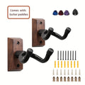 Guitar Stand Wall Mount Set with Wood Bases, Padded U-Shaped Hooks, Hardware and 2, 3 or 4-Piece Options