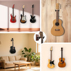 Guitar Stand Wall Mount Set with Wood Bases, Padded U-Shaped Hooks, Hardware and 2, 3 or 4-Piece Options