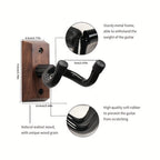 Guitar Stand Wall Mount Set with Wood Bases, Padded U-Shaped Hooks, Hardware and 2, 3 or 4-Piece Options