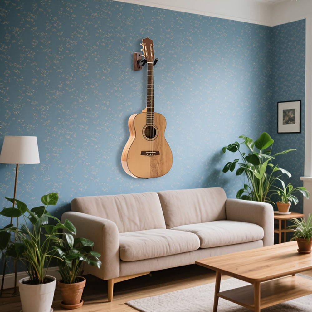 Guitar Stand Wall Mount Set with Wood Bases, Padded U-Shaped Hooks, Hardware and 2, 3 or 4-Piece Options