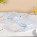 Nestasia Glass Storage Container Box Set of 2 (1200ml) | Rectangular Airtight Glass Box