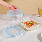 Nestasia Glass Storage Container Box Set of 2 (1200ml) | Rectangular Airtight Glass Box