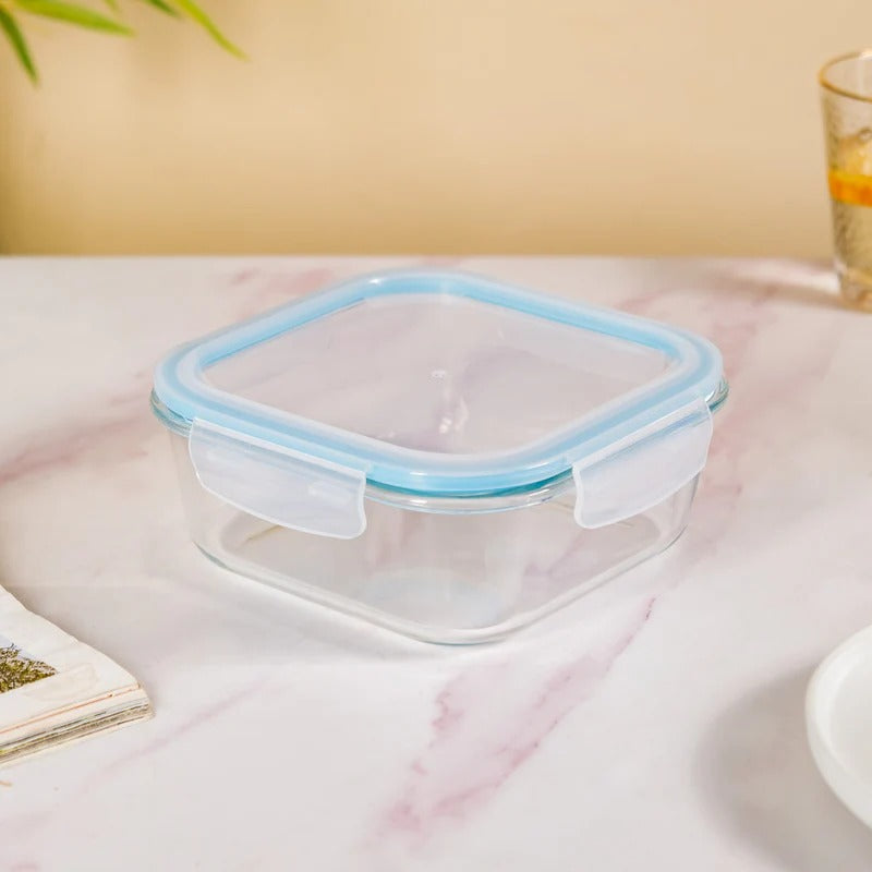 Nestasia Glass Storage Container Box Set of 2 (1200ml) | Rectangular Airtight Glass Box