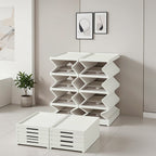 Foldable Clear-Front Shoe Box Tower with Flip Doors in Three-, Five- or Six-Layer Configurations