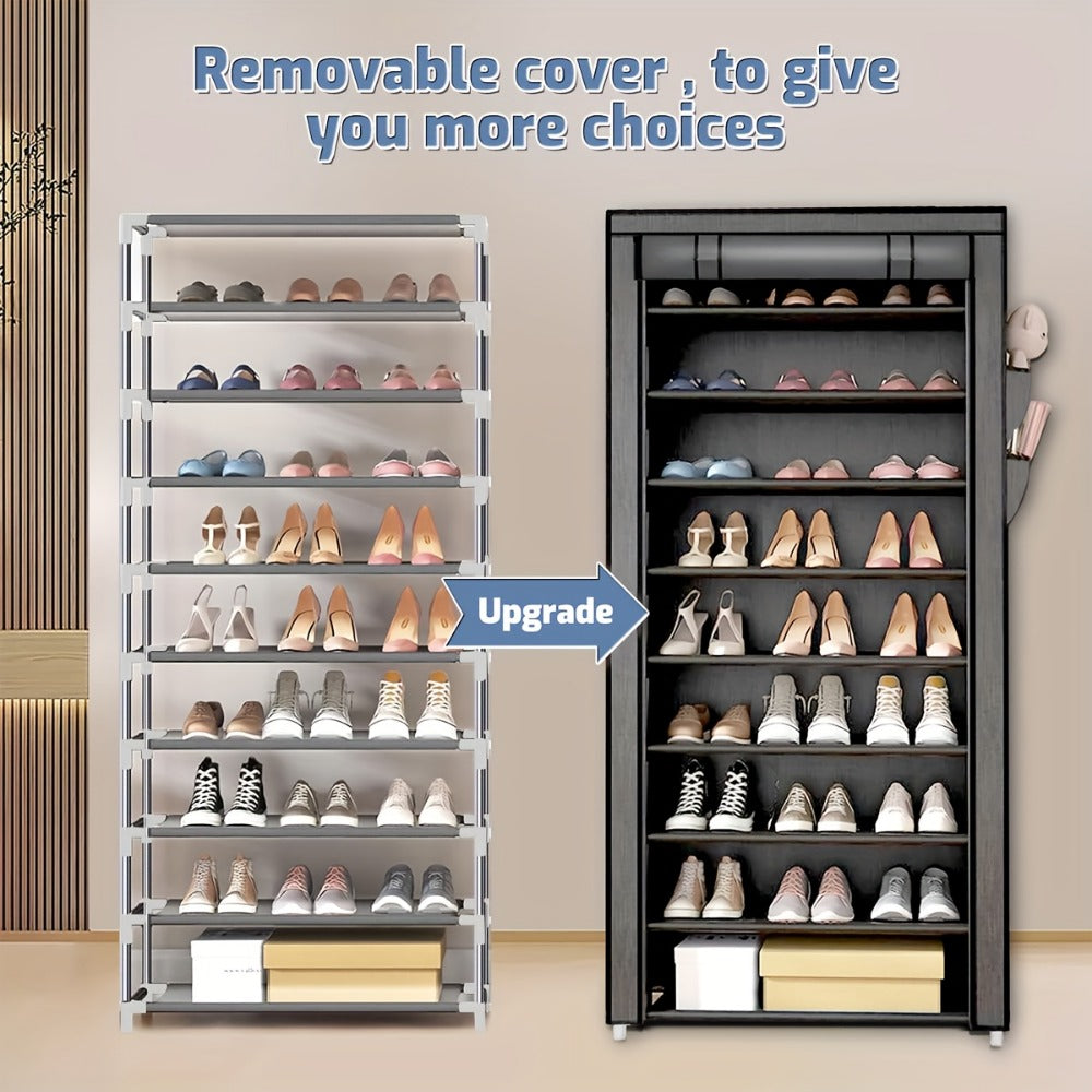 Multi-Tier Fabric Shoe Cabinet with Tool-Free Assembly for Entryway