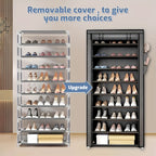 Multi-Tier Fabric Shoe Cabinet with Tool-Free Assembly for Entryway