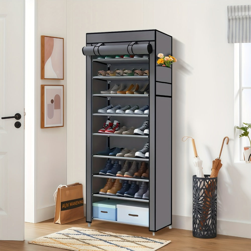 Multi-Tier Fabric Shoe Cabinet with Tool-Free Assembly for Entryway