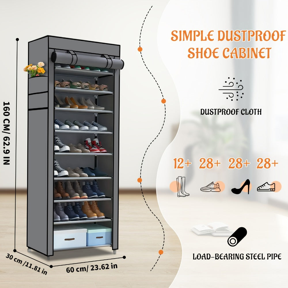 Multi-Tier Fabric Shoe Cabinet with Tool-Free Assembly for Entryway