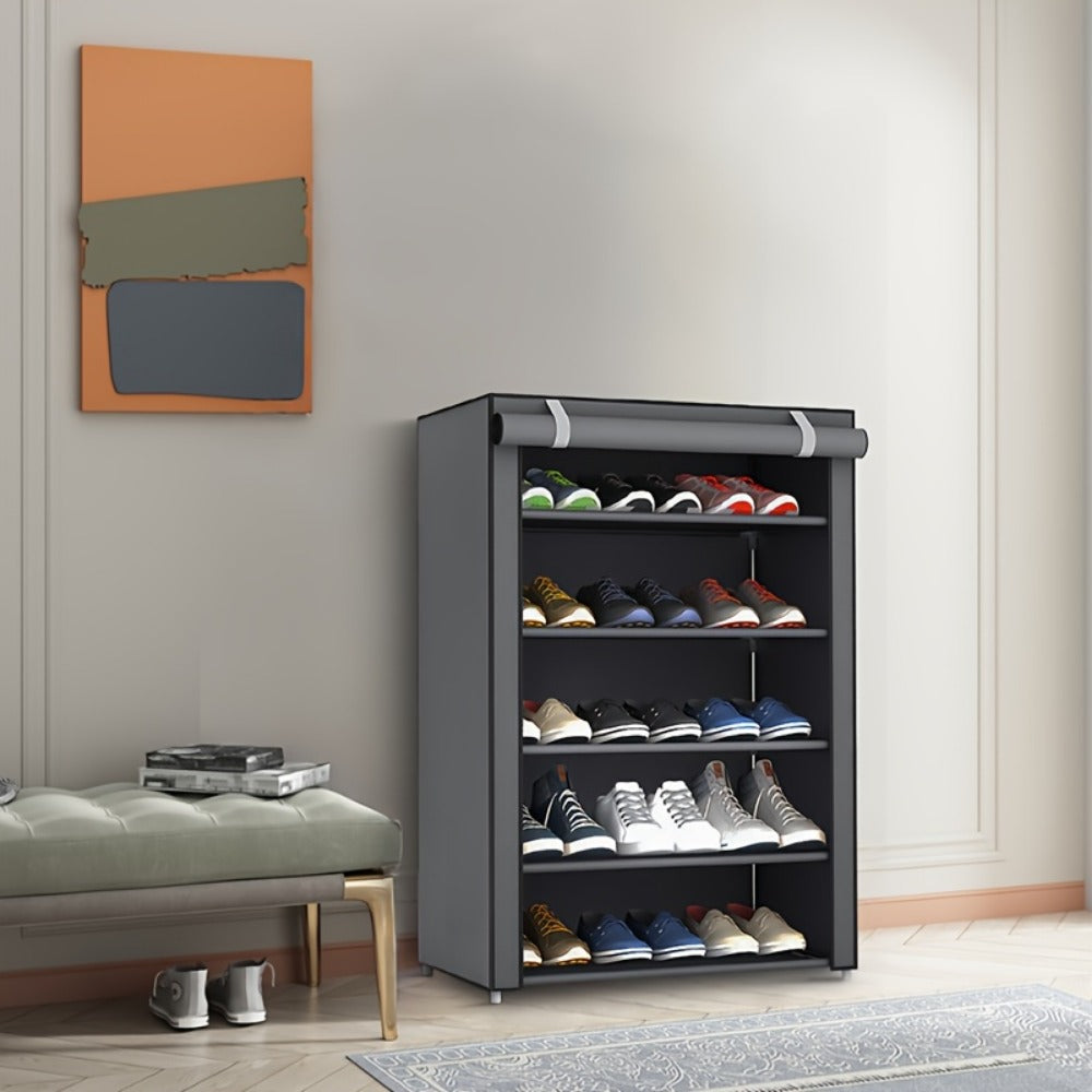 Multi-Tier Fabric Shoe Cabinet with Tool-Free Assembly for Entryway