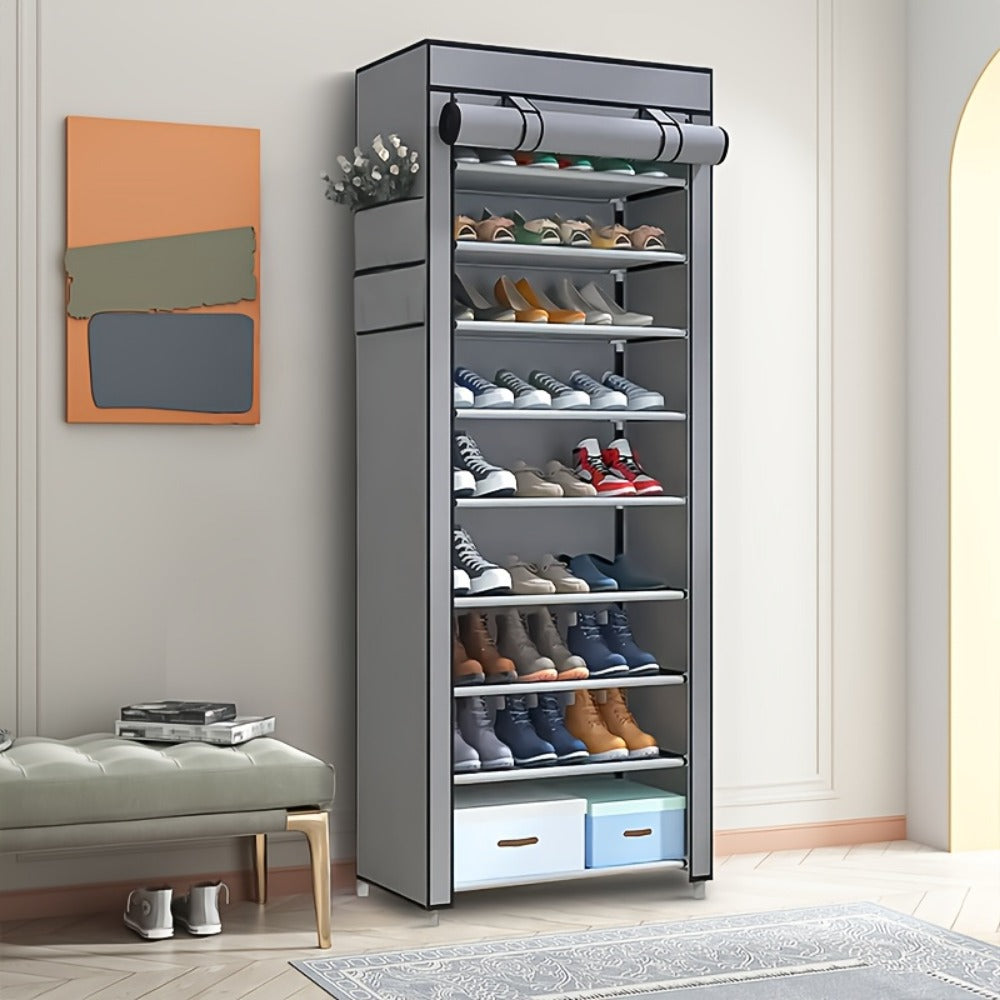 Multi-Tier Fabric Shoe Cabinet with Tool-Free Assembly for Entryway