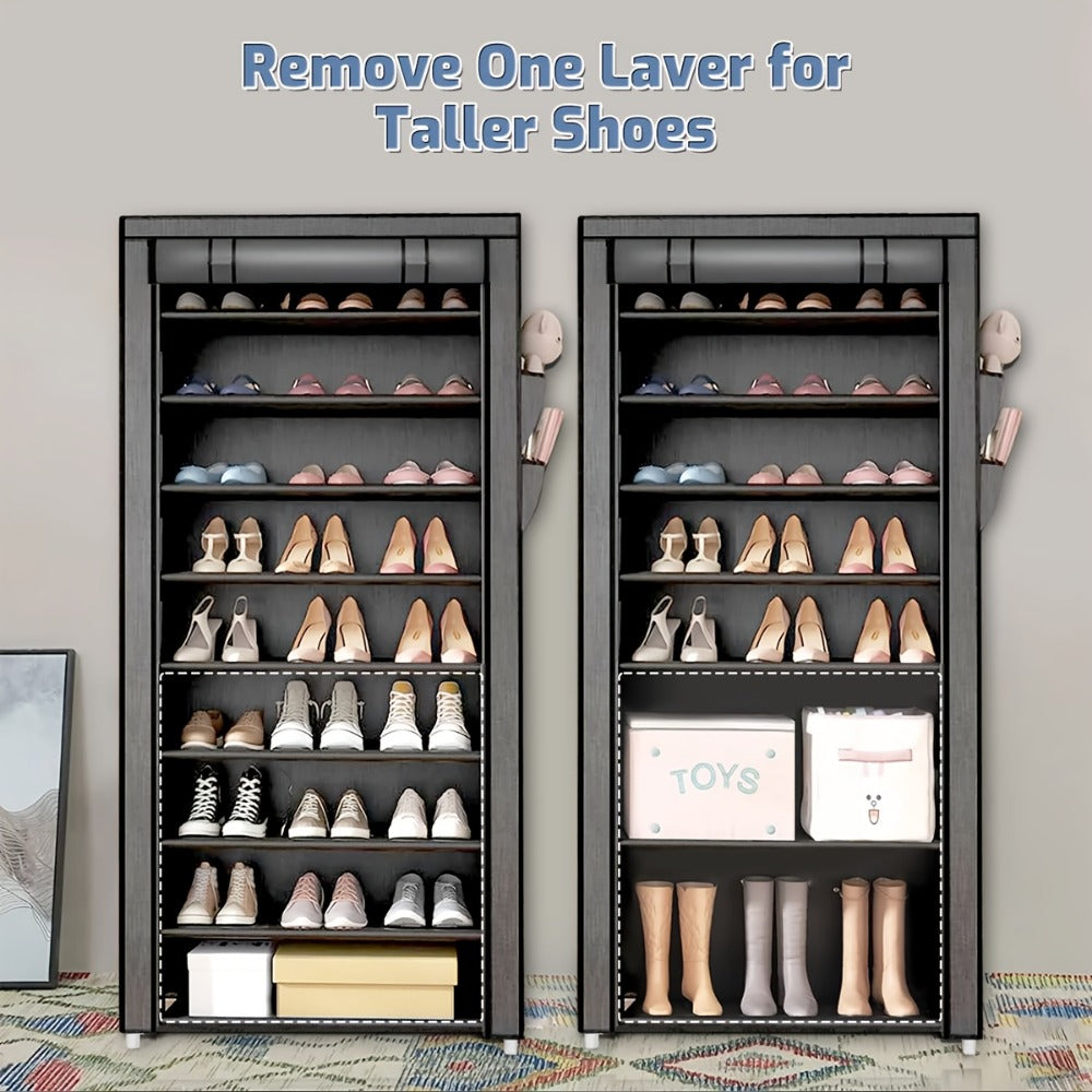 Multi-Tier Fabric Shoe Cabinet with Tool-Free Assembly for Entryway
