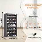 Multi-Tier Fabric Shoe Cabinet with Tool-Free Assembly for Entryway
