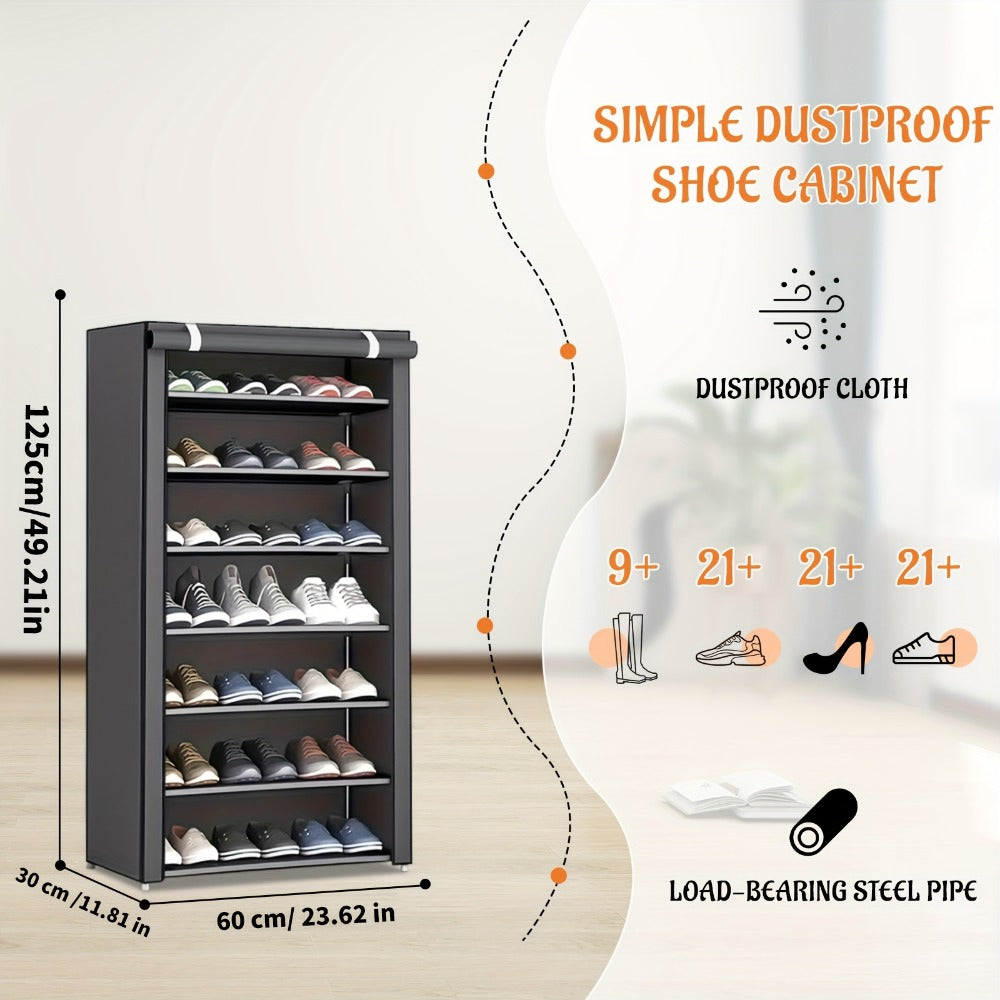 Multi-Tier Fabric Shoe Cabinet with Tool-Free Assembly for Entryway