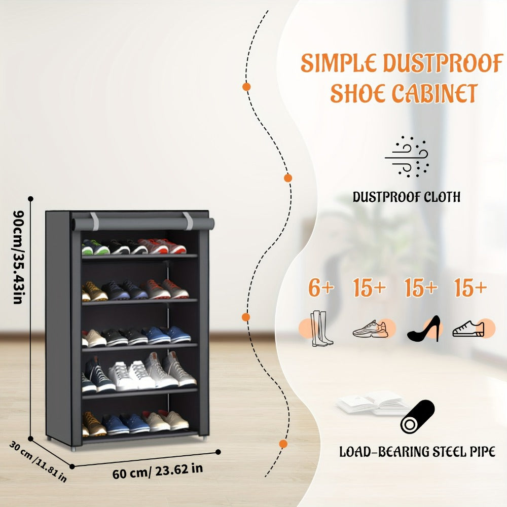 Multi-Tier Fabric Shoe Cabinet with Tool-Free Assembly for Entryway