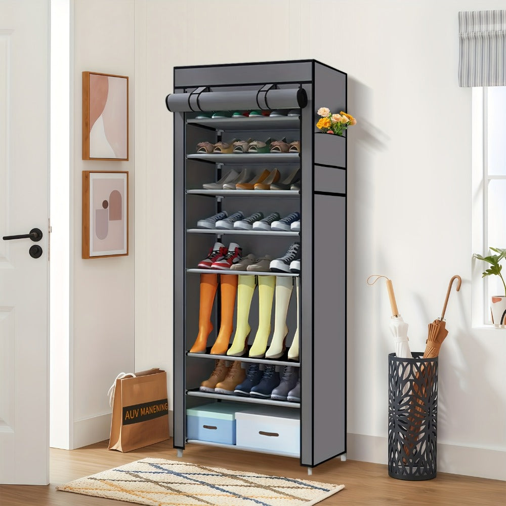 Multi-Tier Fabric Shoe Cabinet with Tool-Free Assembly for Entryway