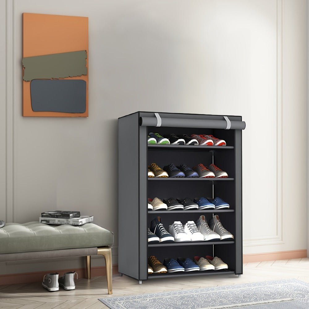 Multi-Tier Fabric Shoe Cabinet with Tool-Free Assembly for Entryway