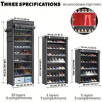 Multi-Tier Fabric Shoe Cabinet with Tool-Free Assembly for Entryway