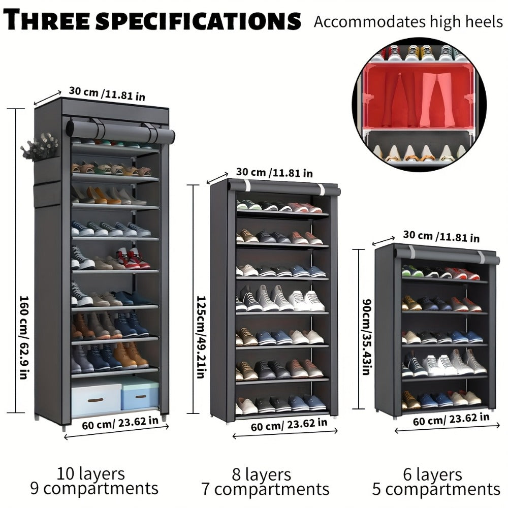 Multi-Tier Fabric Shoe Cabinet with Tool-Free Assembly for Entryway