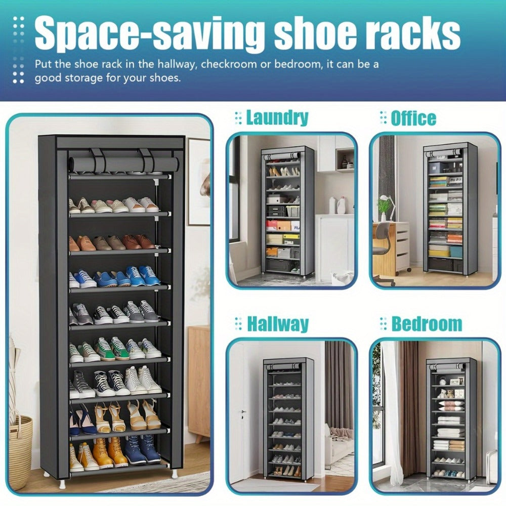 Multi-Tier Fabric Shoe Cabinet with Tool-Free Assembly for Entryway