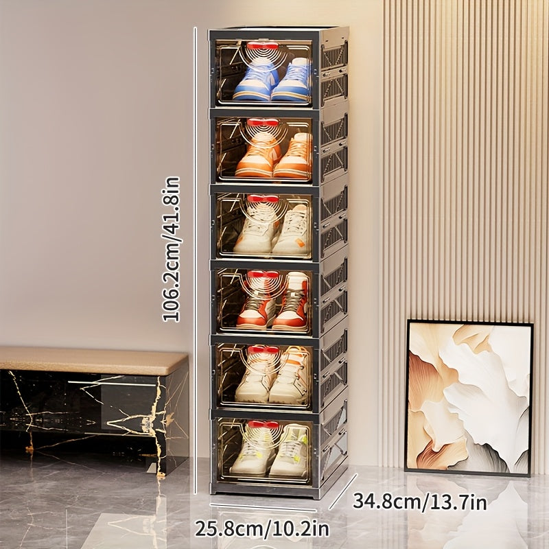Shoe Cabinet, Furn Mivo Foldable Black Modular Organizer with 3-, 5- or 6-Layer Source Options