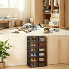 Shoe Cabinet, Furn Mivo Foldable Black Modular Organizer with 3-, 5- or 6-Layer Source Options