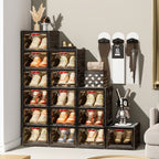 Shoe Cabinet, Furn Mivo Foldable Black Modular Organizer with 3-, 5- or 6-Layer Source Options