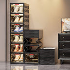 Shoe Cabinet, Furn Mivo Foldable Black Modular Organizer with 3-, 5- or 6-Layer Source Options
