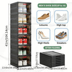 Shoe Cabinet, Furn Mivo Foldable Black Modular Organizer with 3-, 5- or 6-Layer Source Options